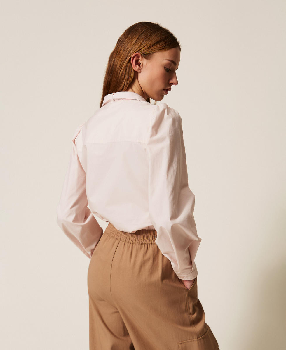 Poplin shirt with pleated sash Pink Sand Woman 261TE2033_00570_03