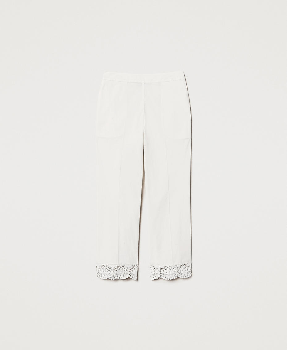 Укороченные брюки из поплина с кружевом Белый Снег женщина 251TT2094_00282_S0