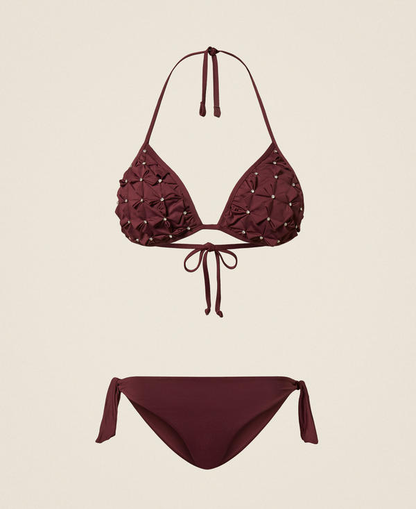 Triangel-Bikinitop mit Stickerei und Tanga