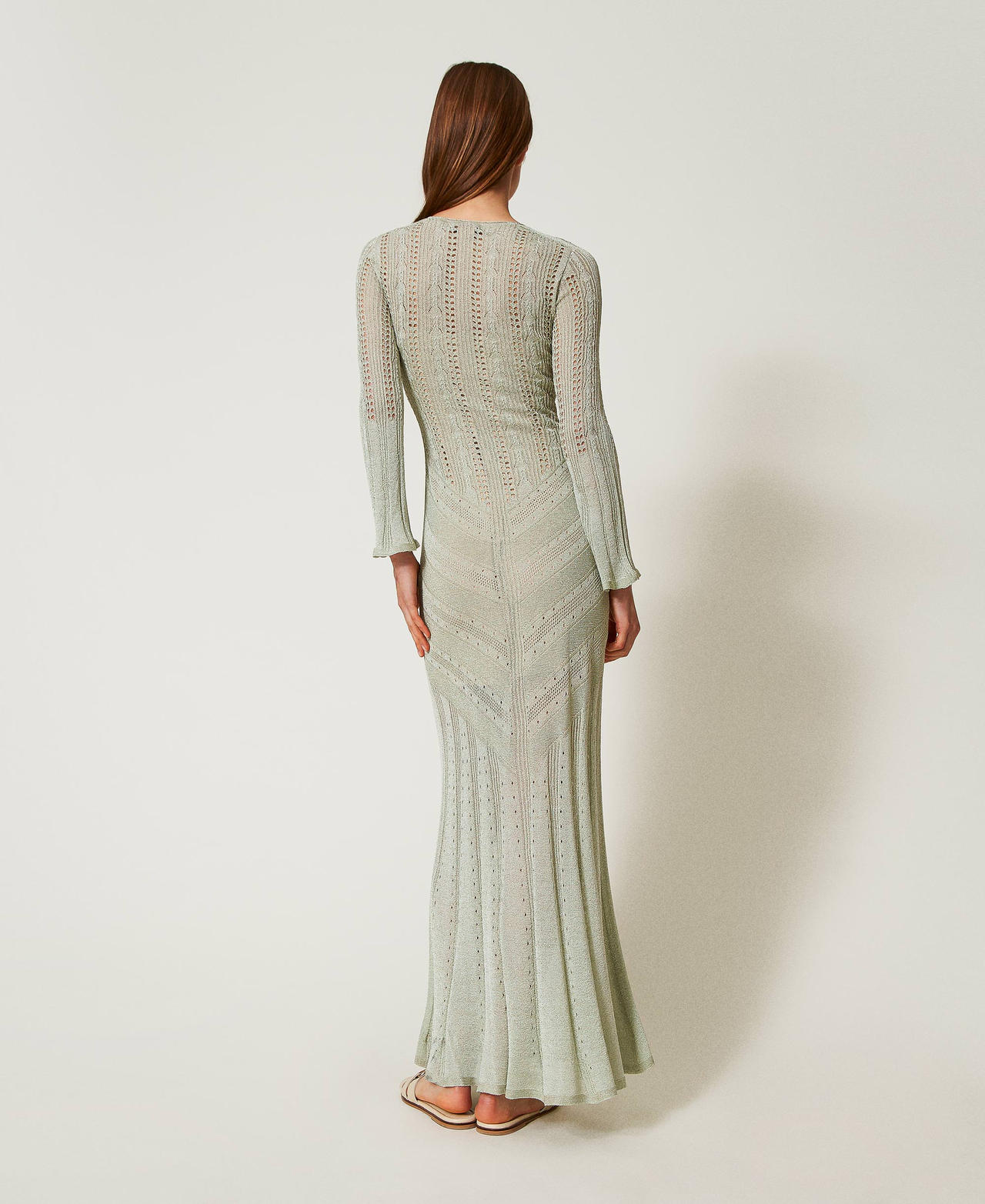 Long dual-use knit dress Light Nymph Lurex Woman 251TT3180_12455_03