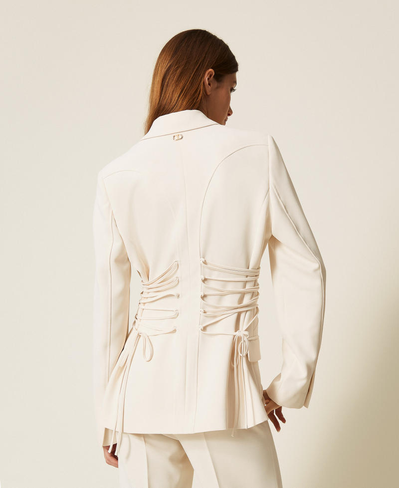 Crêpe cady blazer with ties Mother Of Pearl Woman 252TP2285_00059_03