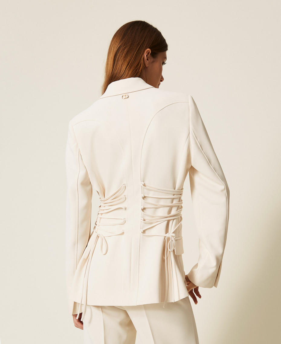 Crêpe cady blazer with ties Mother Of Pearl Woman 252TP2285_00059_03