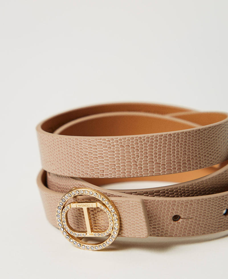 Lizard print leather belt with rhinestones Rope Beige Woman 251TA4390_12145_02