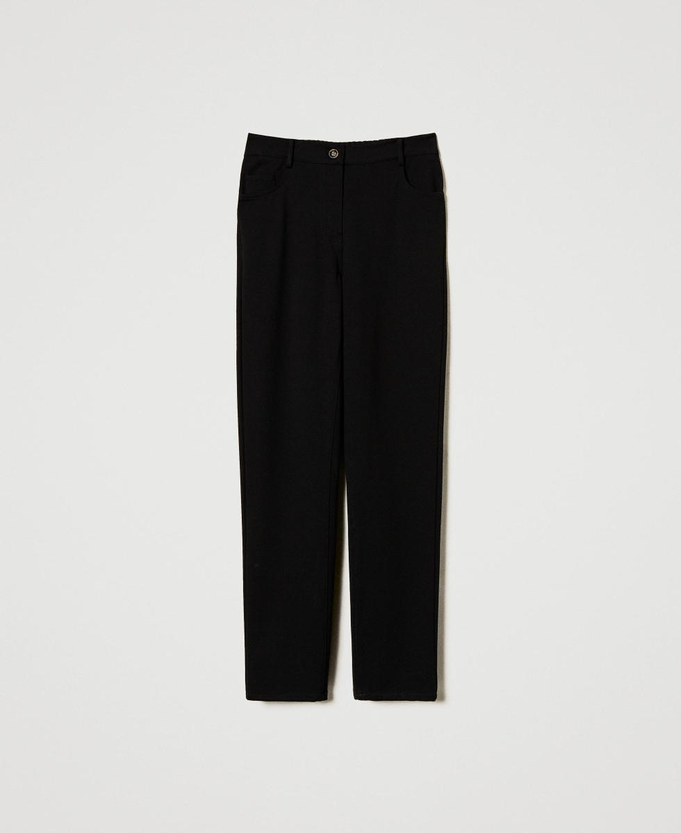 Pantalon droit avec pinces Noir Femme 251LL2RCC_00006_S0