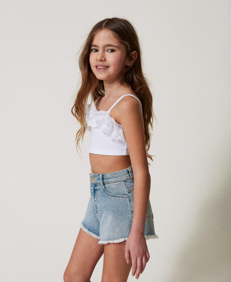 Cropped macramé lace top "Ice" White Girl 251GJ2QR5_00808_02