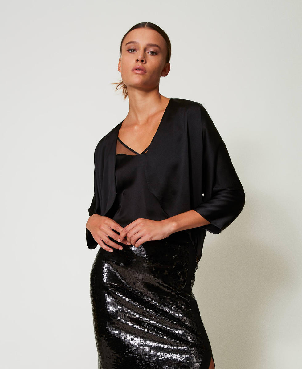 Black silk shrug online