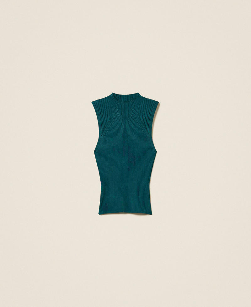 Stehkragentop aus recyceltem Garn Green Heron Frau 252AP3142_12557_S0