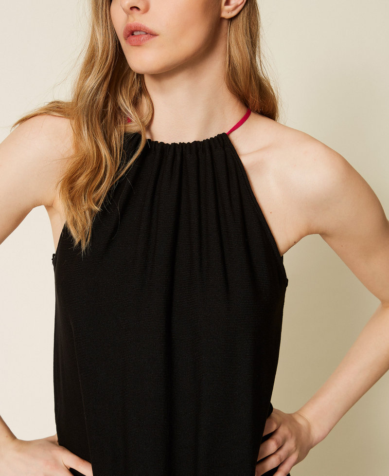 Robe courte MYFO en maille avec volant Noir Femme 261AQ3012_00006_04