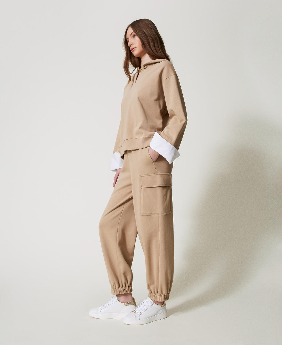 Cargo trousers with Oval T chain Rope Beige Woman 251TE2071_12145_02