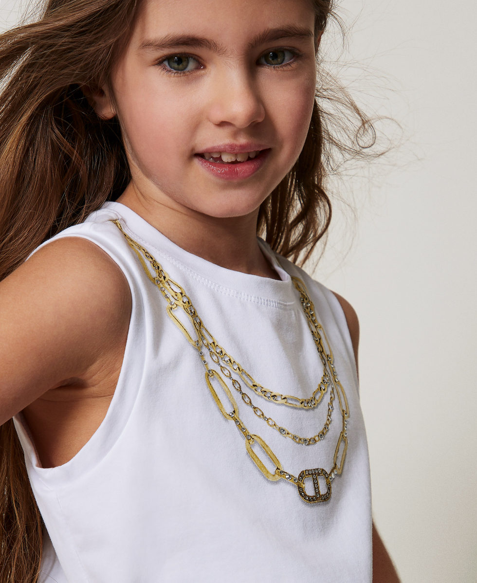 Top cropped con estampado y strass Estampado Collar / Ice Ni&ntilde;a 251GJ2483_12333_04