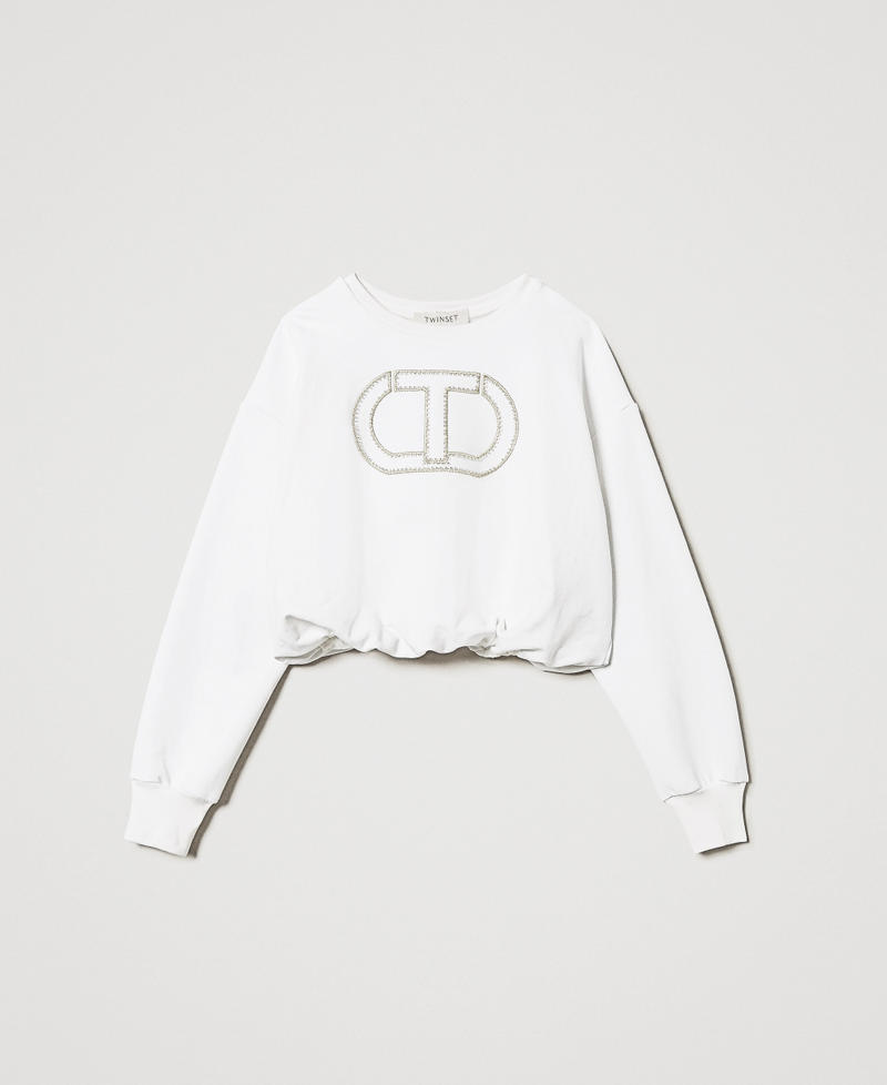 Sweatshirt mit aufgesticktem „Oval T“ "Ice"-Weiß Mädchen 251GJ2584_00808_S0