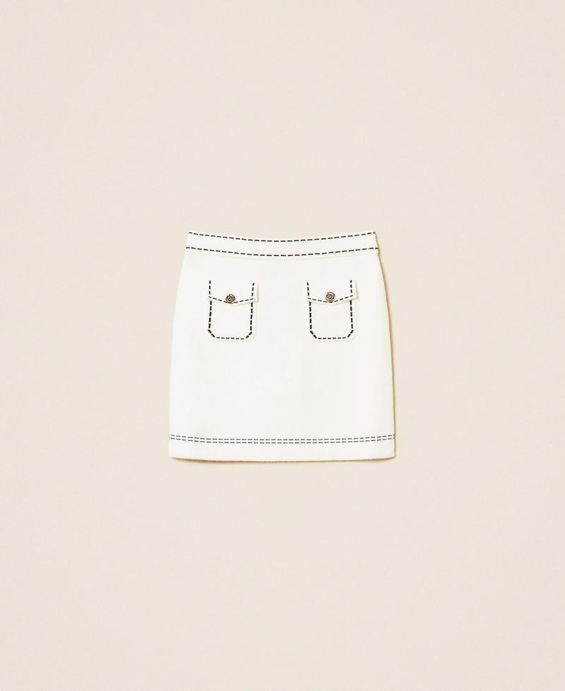 Short knitted skirt with stitching "Snow" White/Black Girl 262GJ3021_13770_S0
