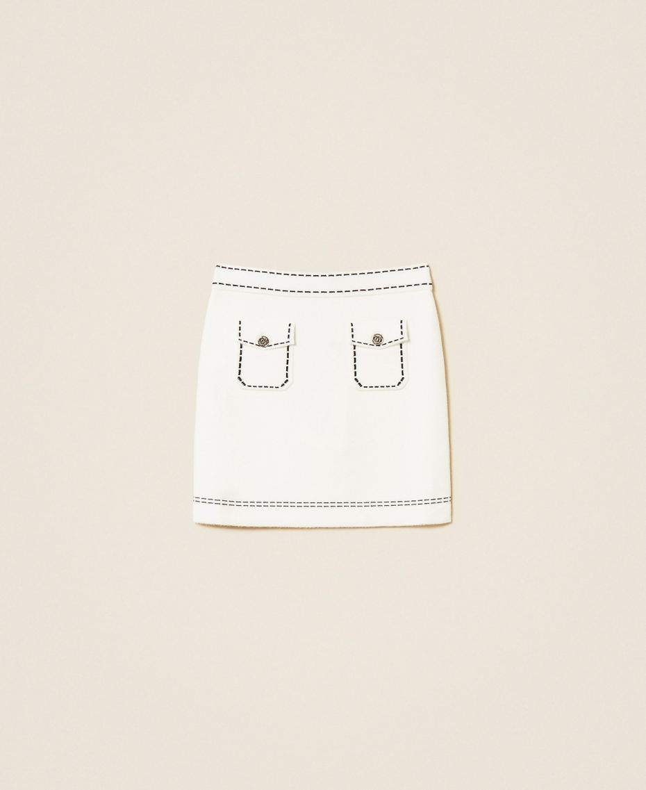Short knitted skirt with stitching "Snow" White/Black Girl 262GJ3021_13770_S0