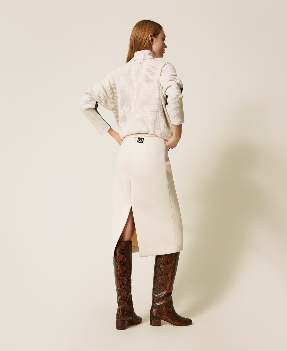 Jupe mi-longue en scuba Nacre Femme 252TP2191_00059_03