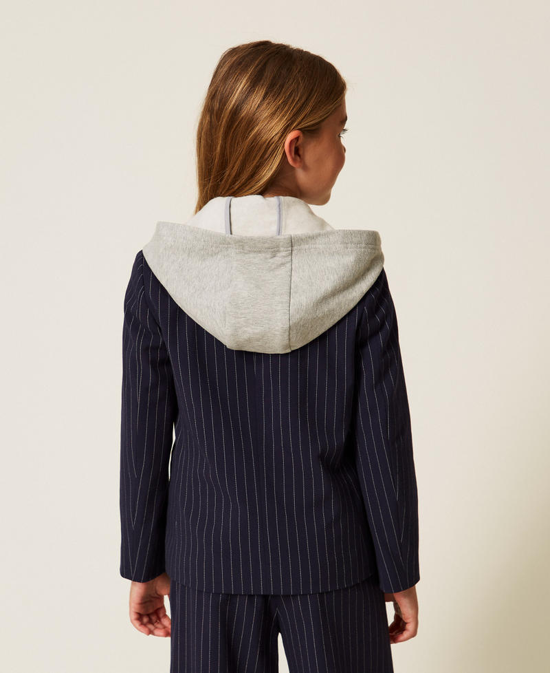 Blazer rayé avec capuche Bleu « Classic Blue »/Rayure Blanc Cassé Fille 252GJ2040_12713_03