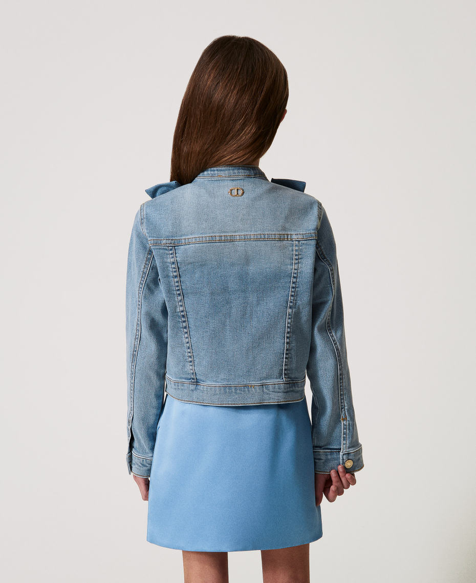 Jeansjacke mit Rosen Helles Denim Mädchen 251GJ2500_11457_03