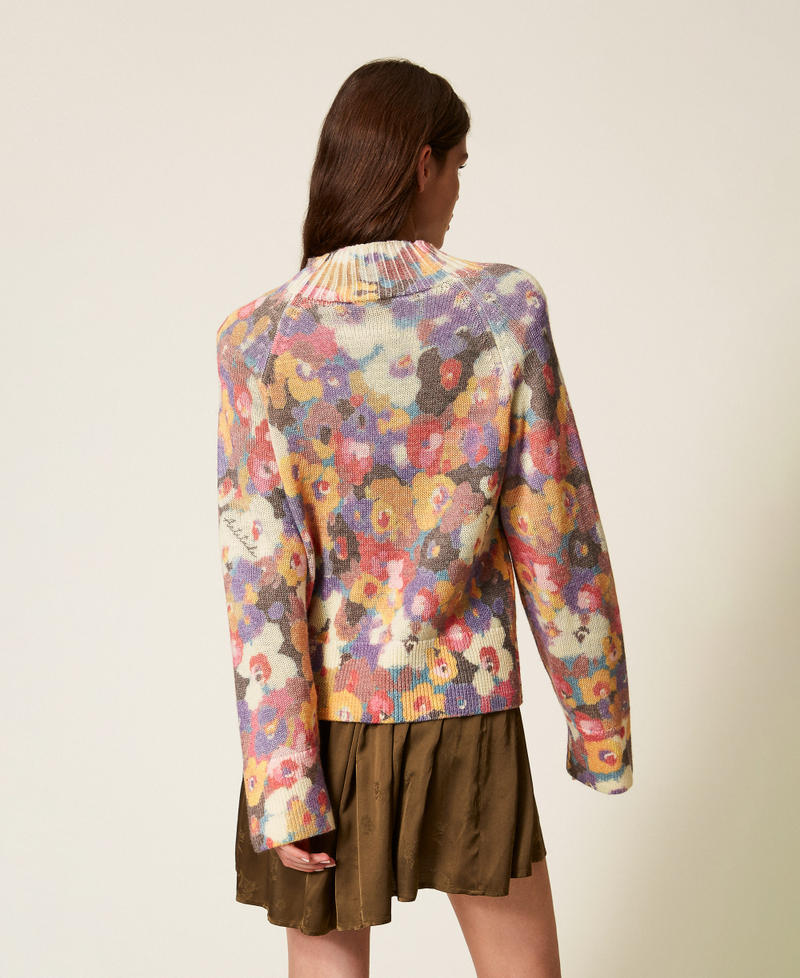 Pull col montant avec imprimé floral Fleurs Multicolore All-over Femme 252AT3171_12980_03