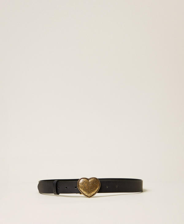 Leather belt with heart