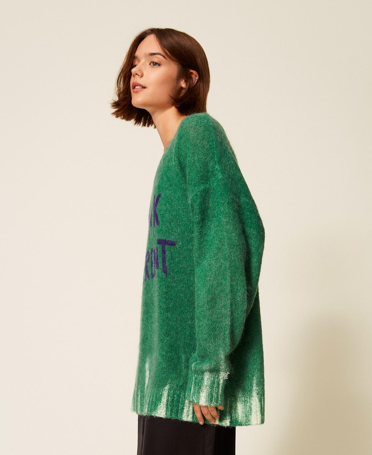 Maxi maglia MYFO in misto lana con stampa Garden Green / Different Donna 252AQ3060_13032_02