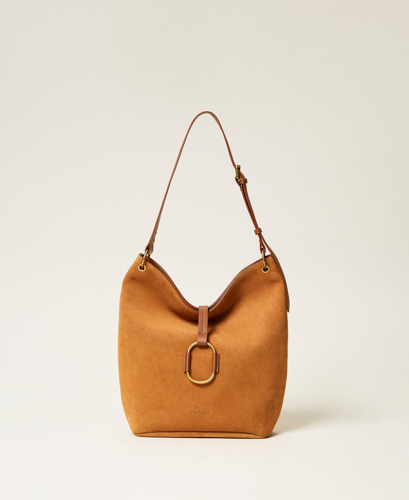 Hobo-Tasche aus Veloursleder "Bubinga Wood"-Braun Frau 262TB7150_11061_01