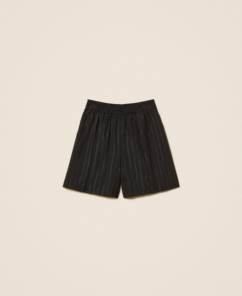 Lurex pinstripe shorts Black Woman 261LB2QHH_00006_S0