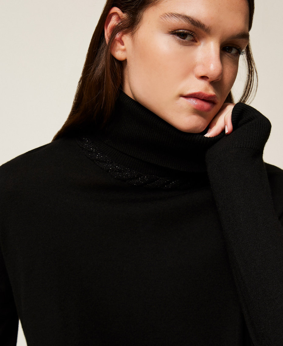 Maglia dolcevita lurex con treccia Nero Donna 252LL3NBB_00006_04