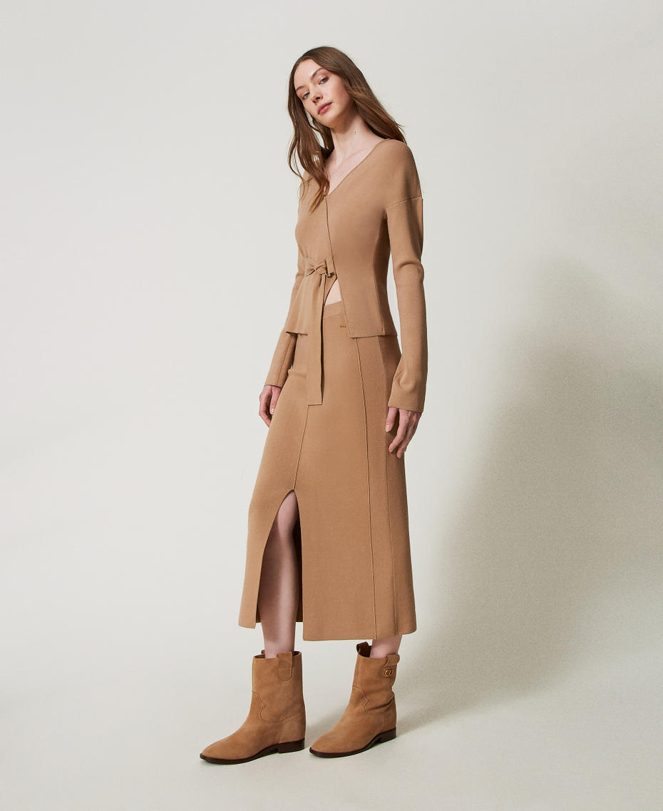 Knit midi skirt Brown Box Woman 251LL3EEE_12112_01