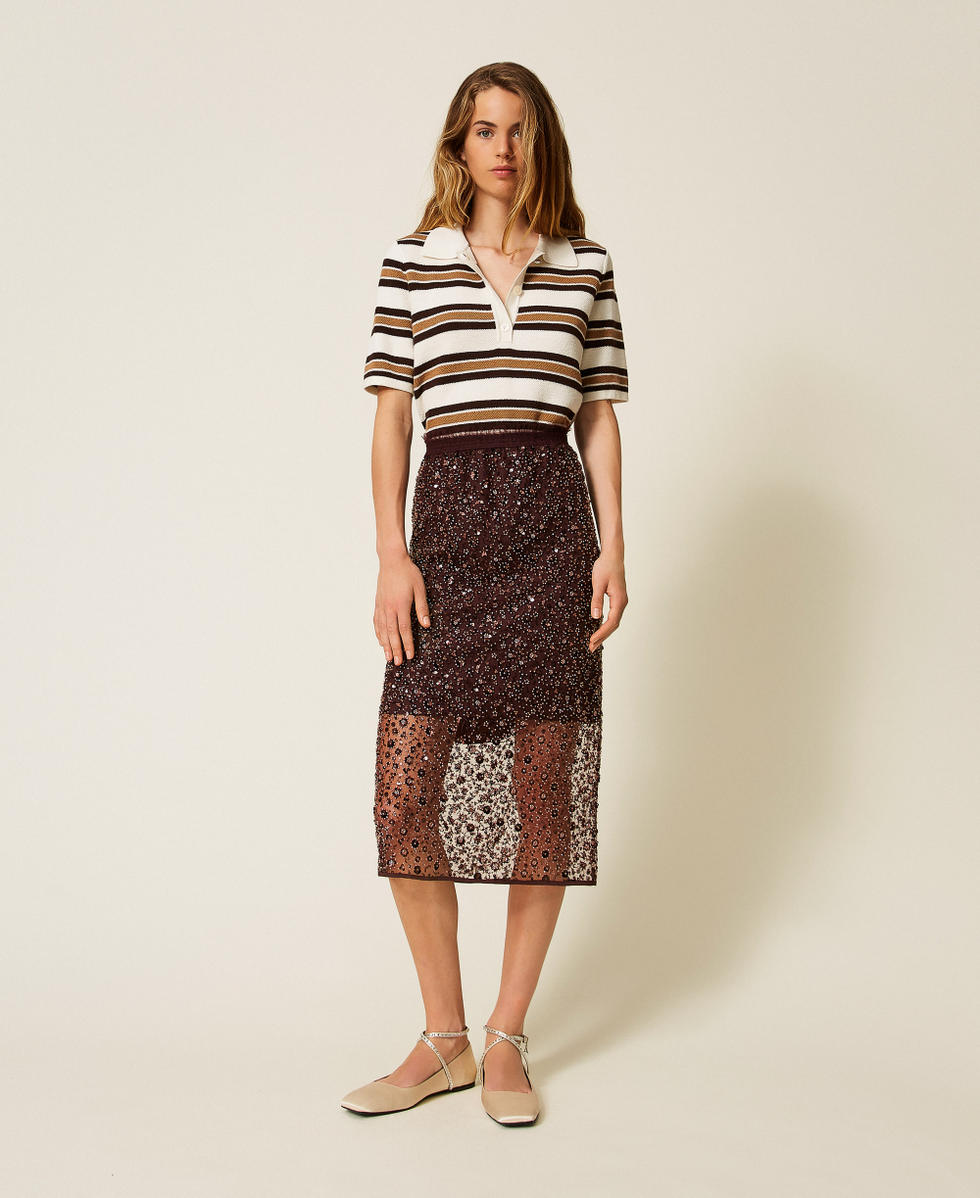 Gonna longuette in tulle con paillettes Hot Chocolate Donna 252AP2270_12562_01