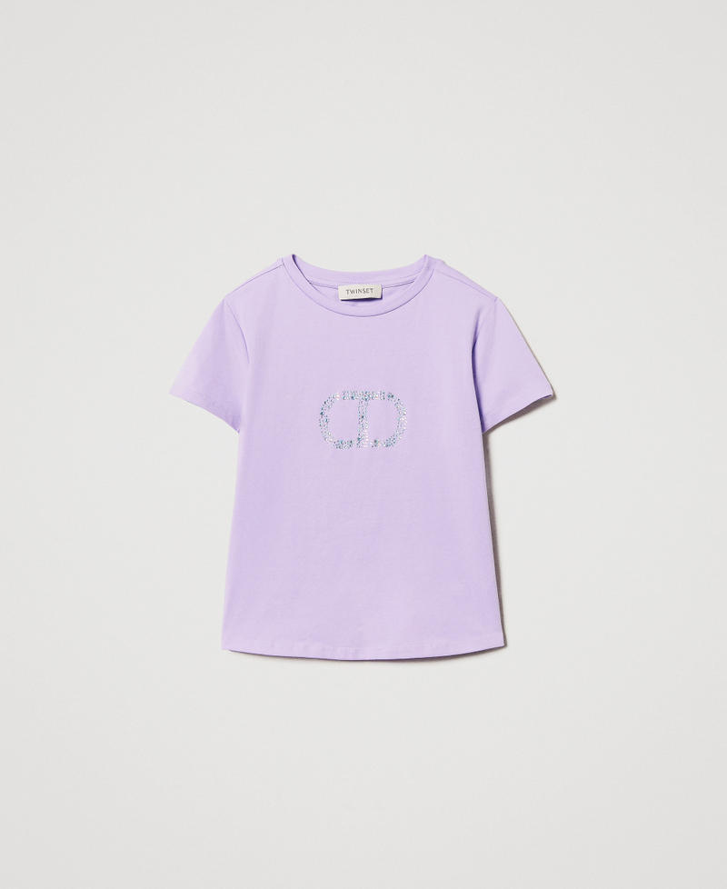 T-shirt avec Oval T strassé Pastel Violet Fille 251GJ2485_11862_S0