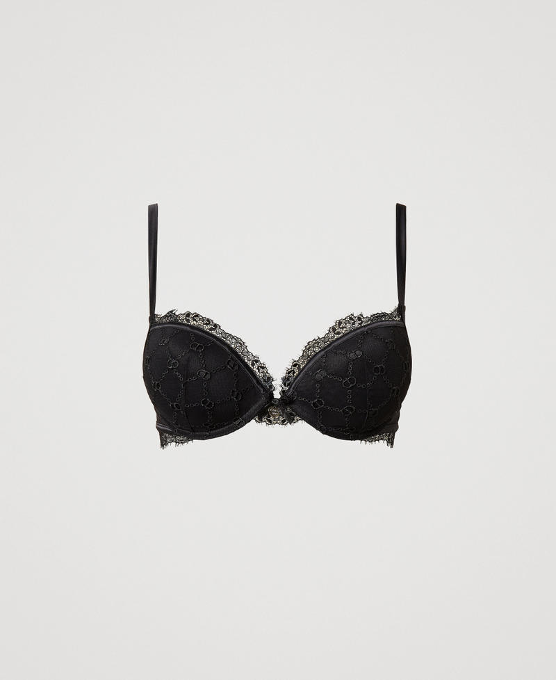 Tulle push-up bra with Oval T Black Woman 251LL6C44_00006_S0