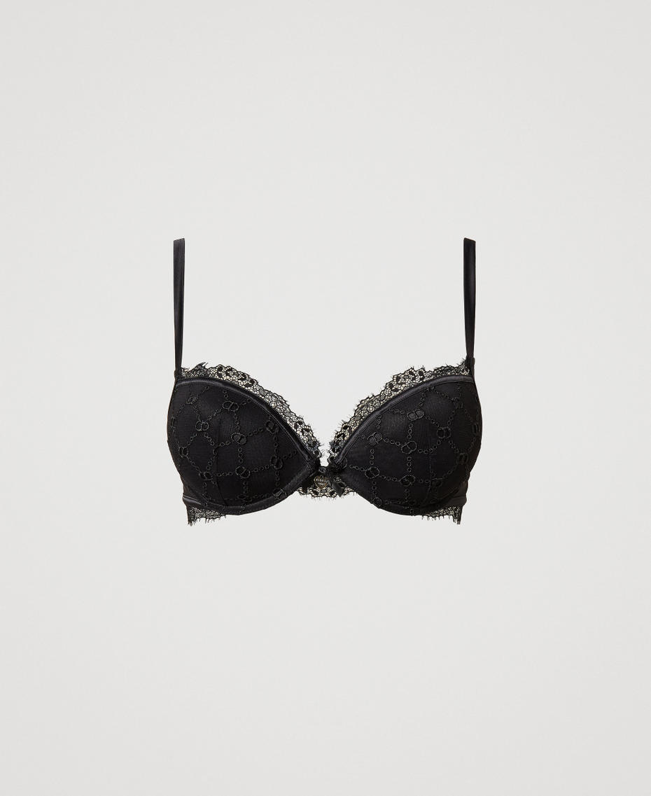 Tulle push-up bra with Oval T Black Woman 251LL6C44_00006_S0