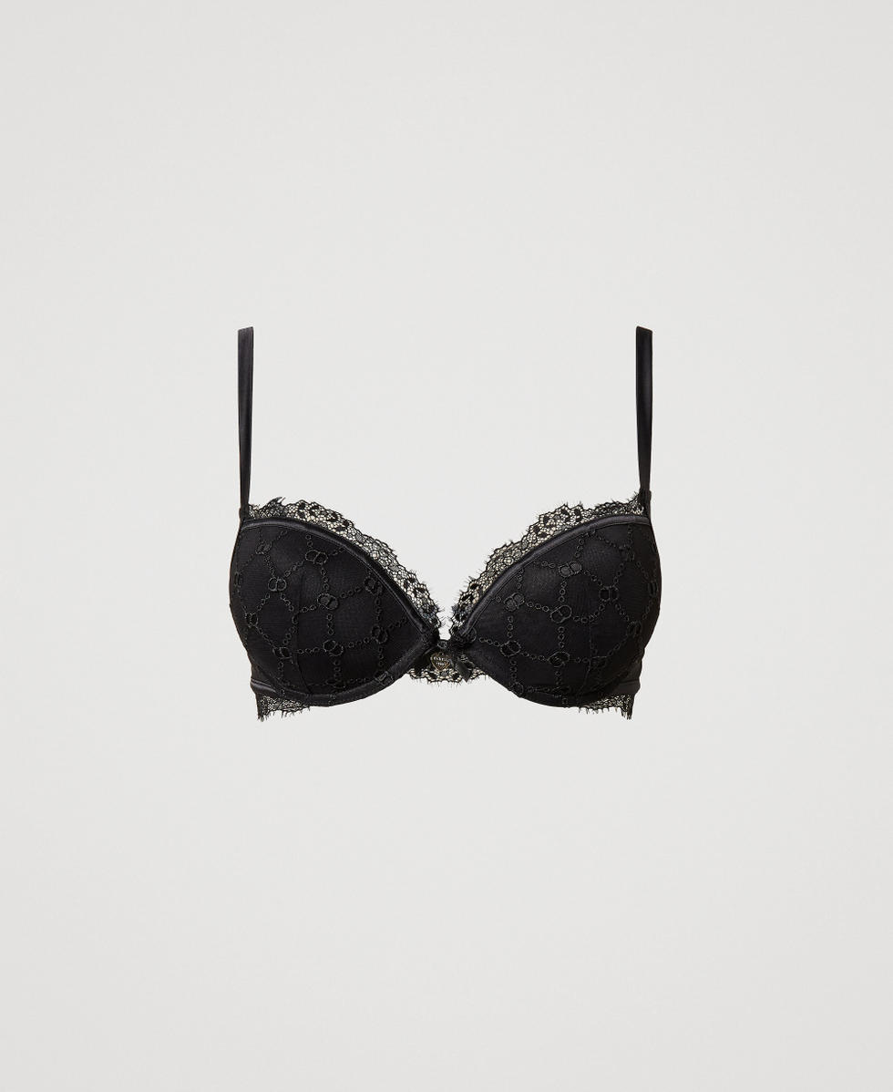 Tulle push-up bra with Oval T Black Woman 251LL6C44_00006_S0