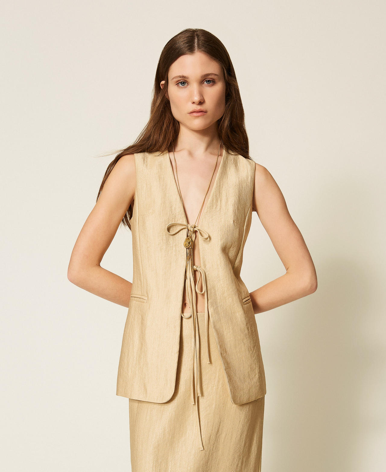 Twinset Gilet lamé avec lacets