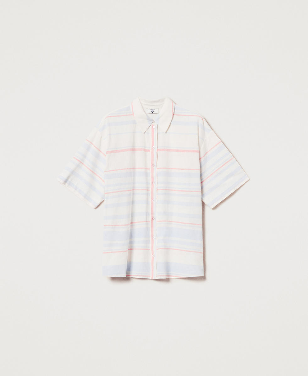 Linen-blend striped shirt