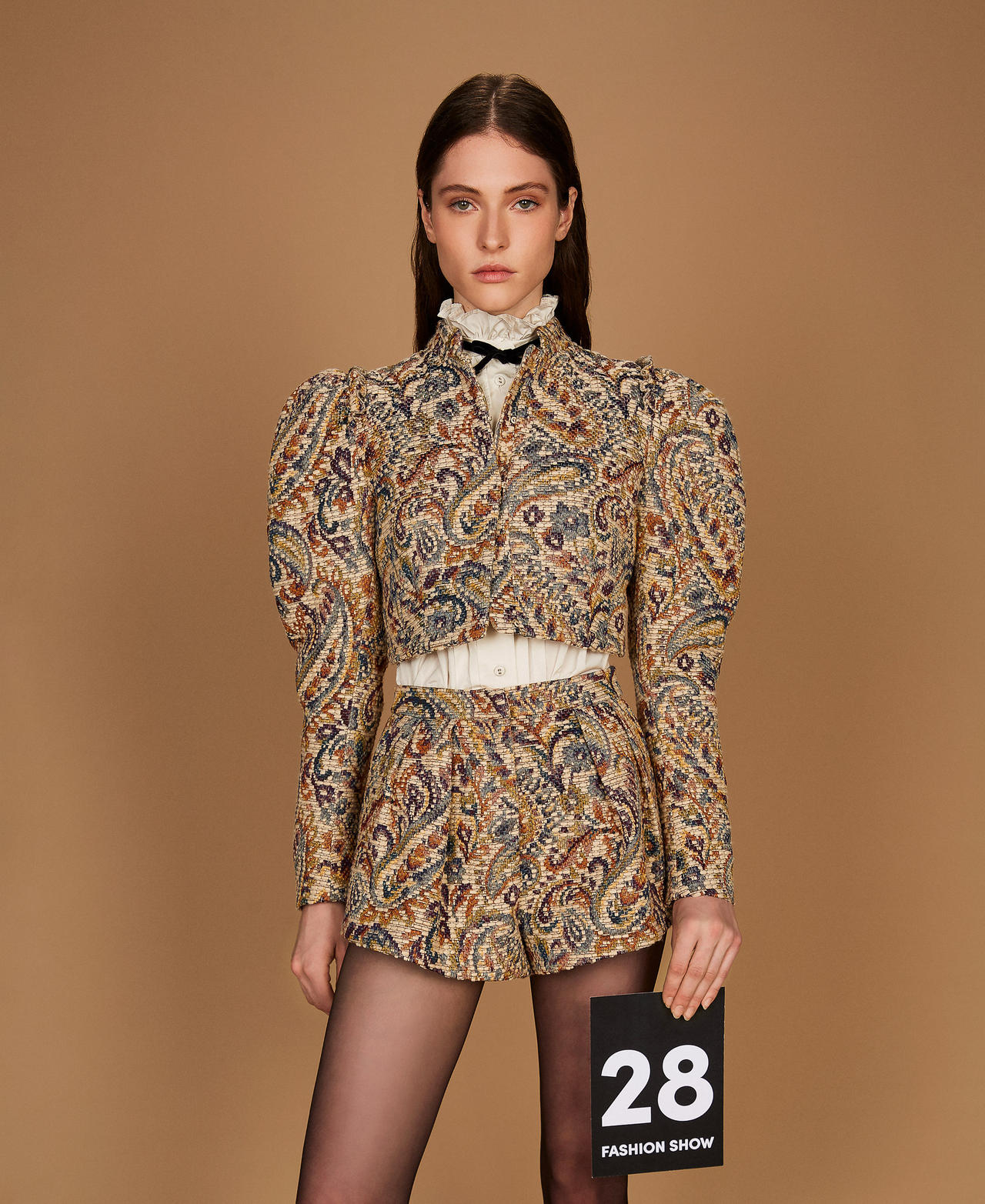 Jacquard jacket with cashmere pattern Multicolour Cashmere Jacquard Woman 252TS2370_13095_PS