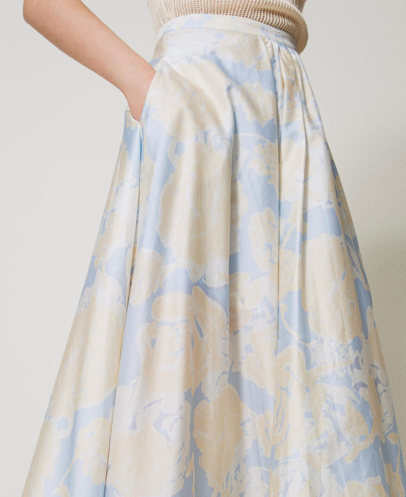 Maxirock mit Rosenprint "Blue Tear Roses"-Azur Frau 251AX2036_12435_03