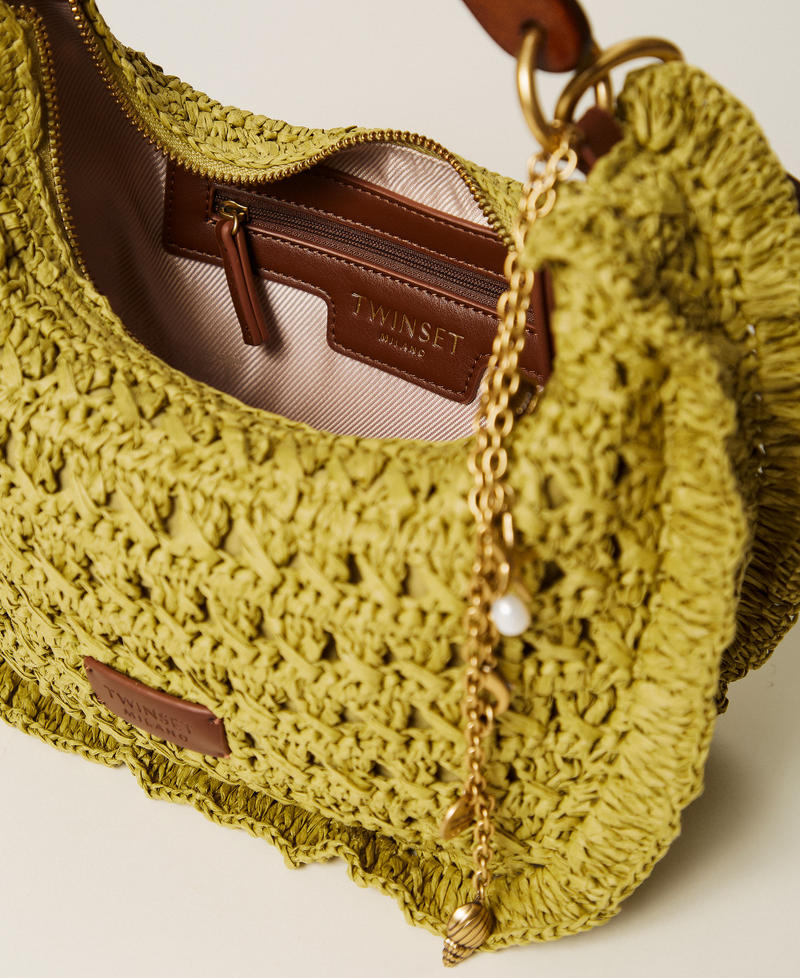 Crochet raffia Croissant bag Avocado Oil Green Woman 261TD8300_12117_04