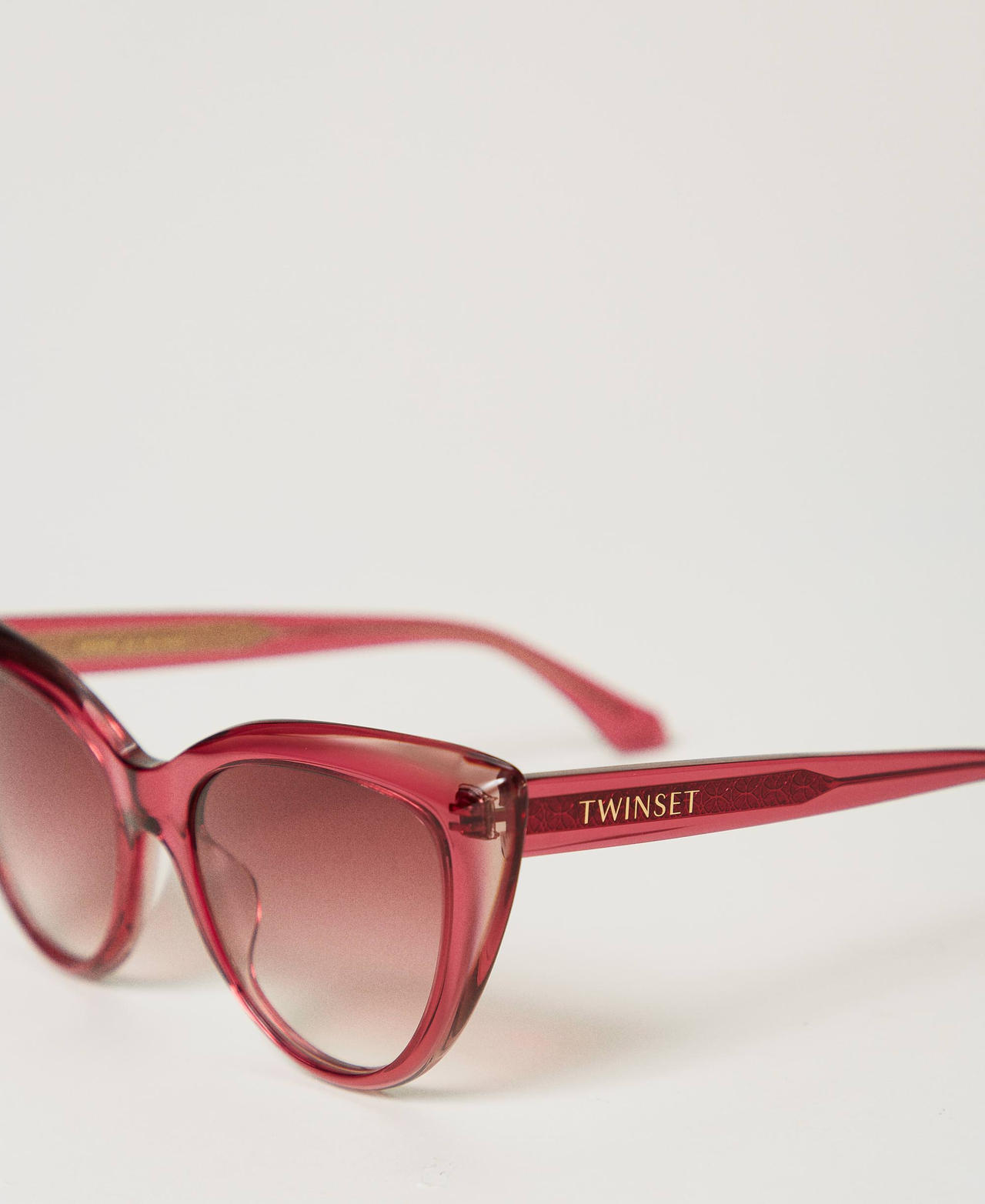 Transparent butterfly sunglasses Transparent Pink Top/Powder Pink Woman 999TZ5060_12470_03