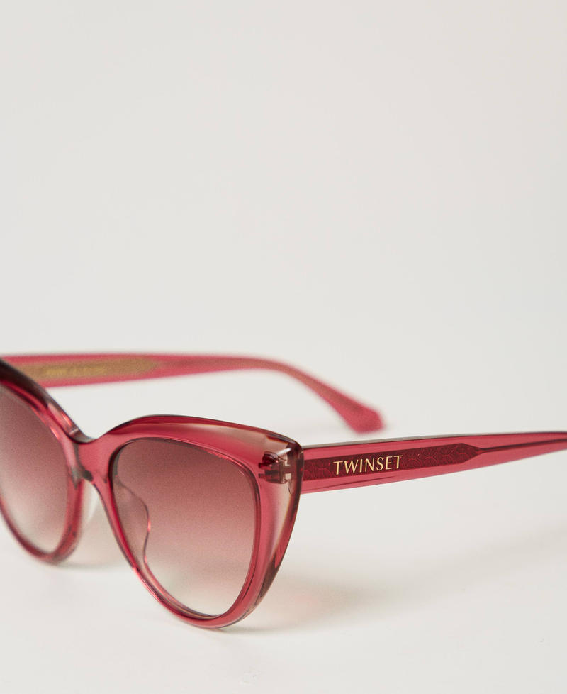 Transparent butterfly sunglasses Transparent Pink Top/Powder Pink Woman 999TZ5060_12470_03