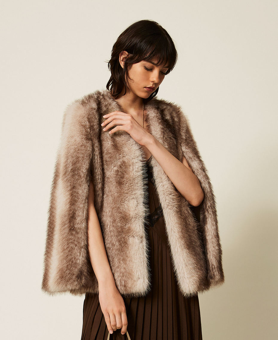 Faux fur cape jacket Animal Shade Casha/Brown Woman 262TP2242_13812_01