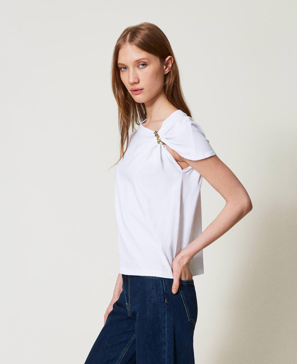 T-shirt avec cha&icirc;ne Oval T Blanc Femme 251TP2640_00001_02
