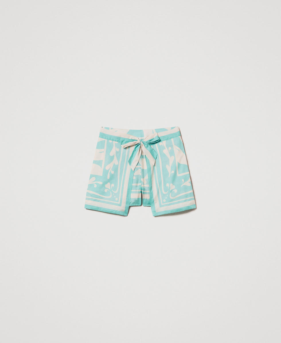 Shorts in printed muslin