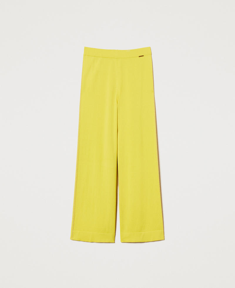 Knit trousers with lurex stripe Limeade Yellow Woman 251LL3DBB_12113_S0