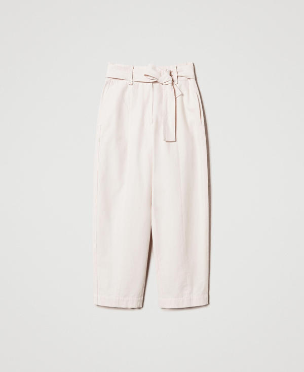 Pantaloni in gabardine misto cotone con cintura