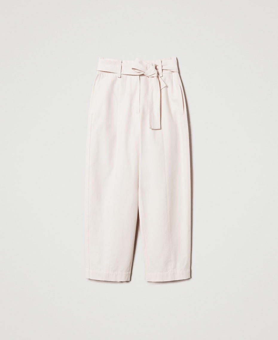Cotton blend gabardine trousers with belt Mother Of Pearl Woman 251TP2213_00059_S0