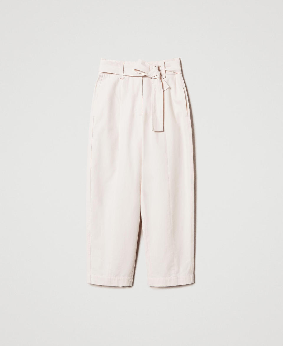 Cotton blend gabardine trousers with belt Mother Of Pearl Woman 251TP2213_00059_S0