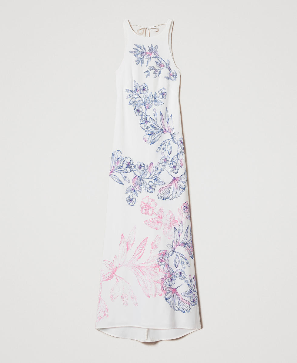 Robe longue MYFO en cr&ecirc;pe de Chine Sp&eacute;cial Fleurs Femme 251AQ2131_12503_S0