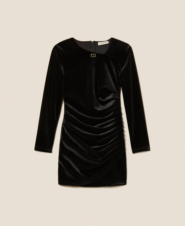 Chenille short dress with oval T