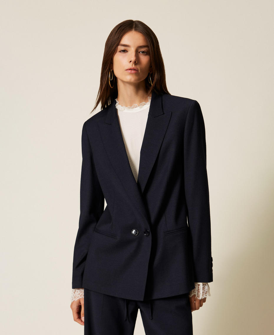 Wool blend blazer Classic Blue Woman 252TT2128_11956_04