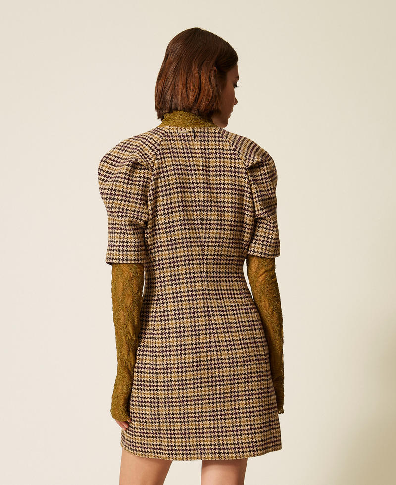 Short houndstooth jacquard dress Multicolour Houndstooth Woman 262LI2BDD_13755_03